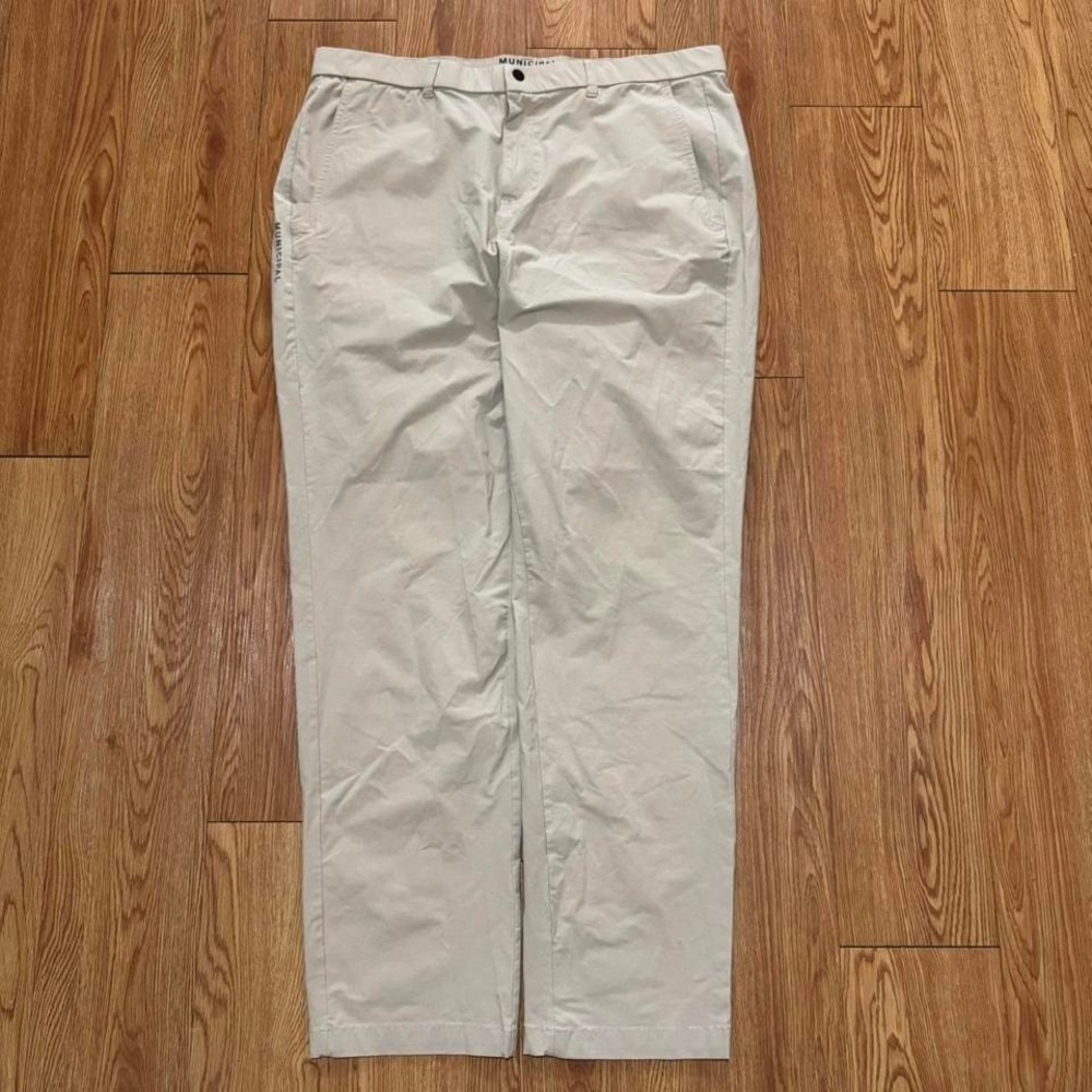 Municipal Pants Mark Wahlberg Preppy Chino Brown Casual Stretch Size‎ 38 38x31